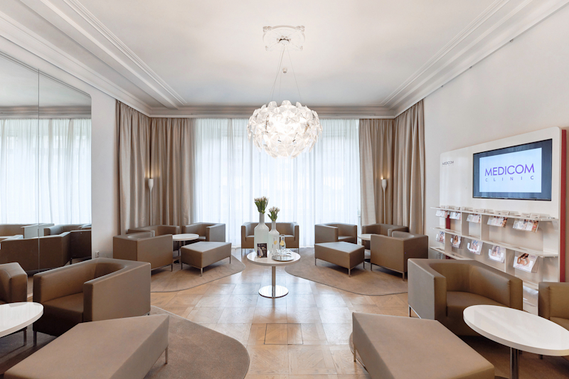 Client lounge with comfortable seating